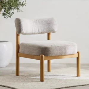 Forli Fabric Modern Chair with Oak Wood Legs by Wooden Karigar