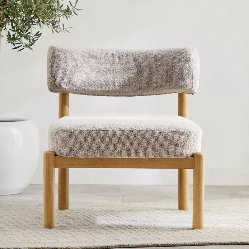 Forli Fabric Modern Chair with Oak Wood Legs | Wooden Karigar - Image 2