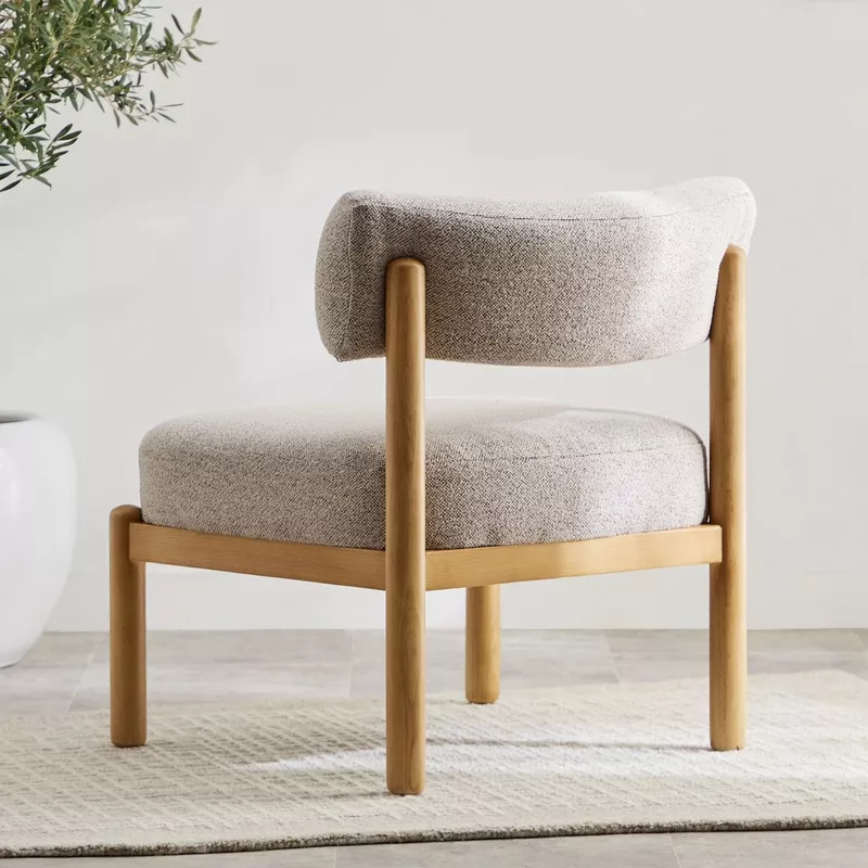 Forli Fabric Modern Chair with Oak Wood Legs | Wooden Karigar - Image 3