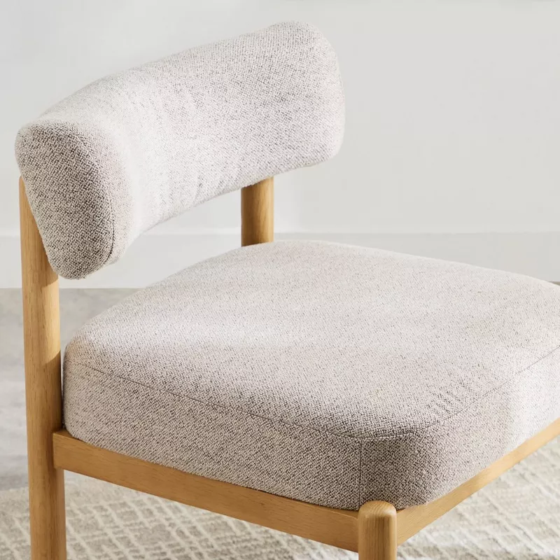 Forli Fabric Modern Chair with Oak Wood Legs | Wooden Karigar - Image 4