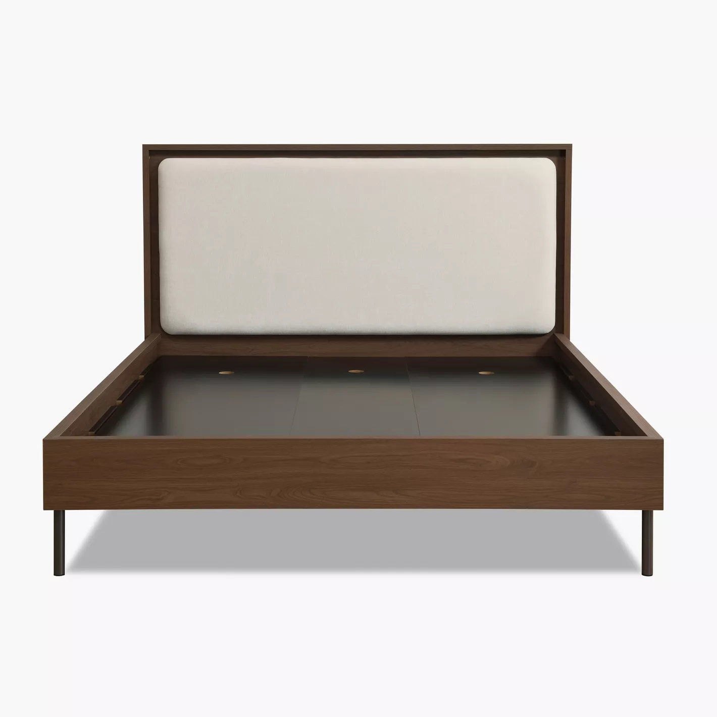 Zen Queen Size Upholstered Bed – Grey & Walnut | Wooden Karigar - Image 8