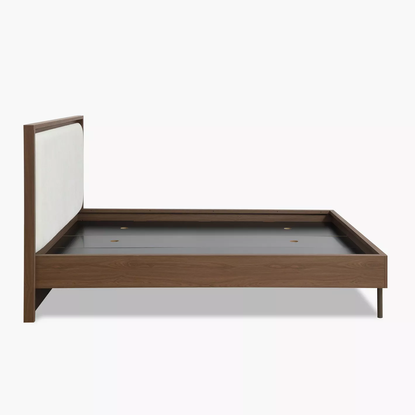Zen Queen Size Upholstered Bed – Grey & Walnut | Wooden Karigar - Image 9