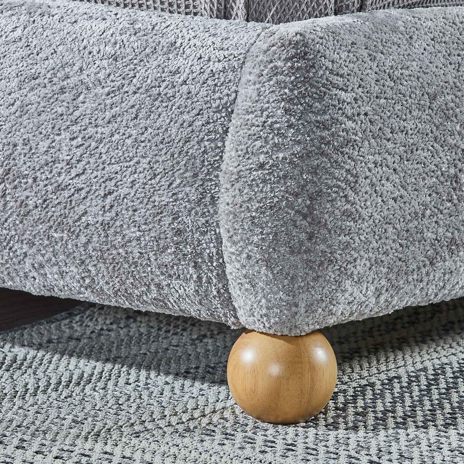Orla Sculpted King Size Platform Bed – Heather Grey | Wooden Karigar - Image 2