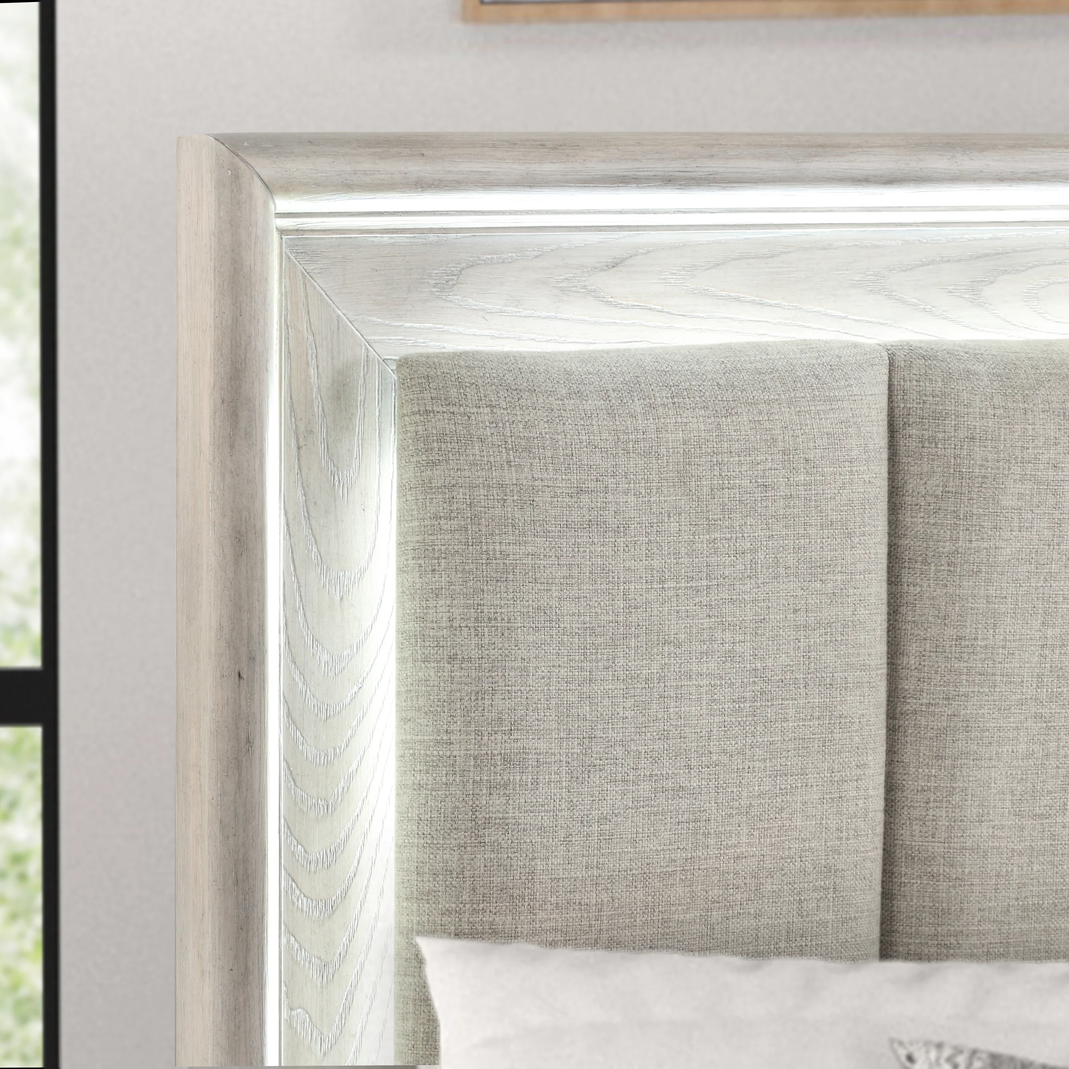 Lumina LED Upholstered King Size Panel Bed – Light Washed Oak | Wooden Karigar - Image 2