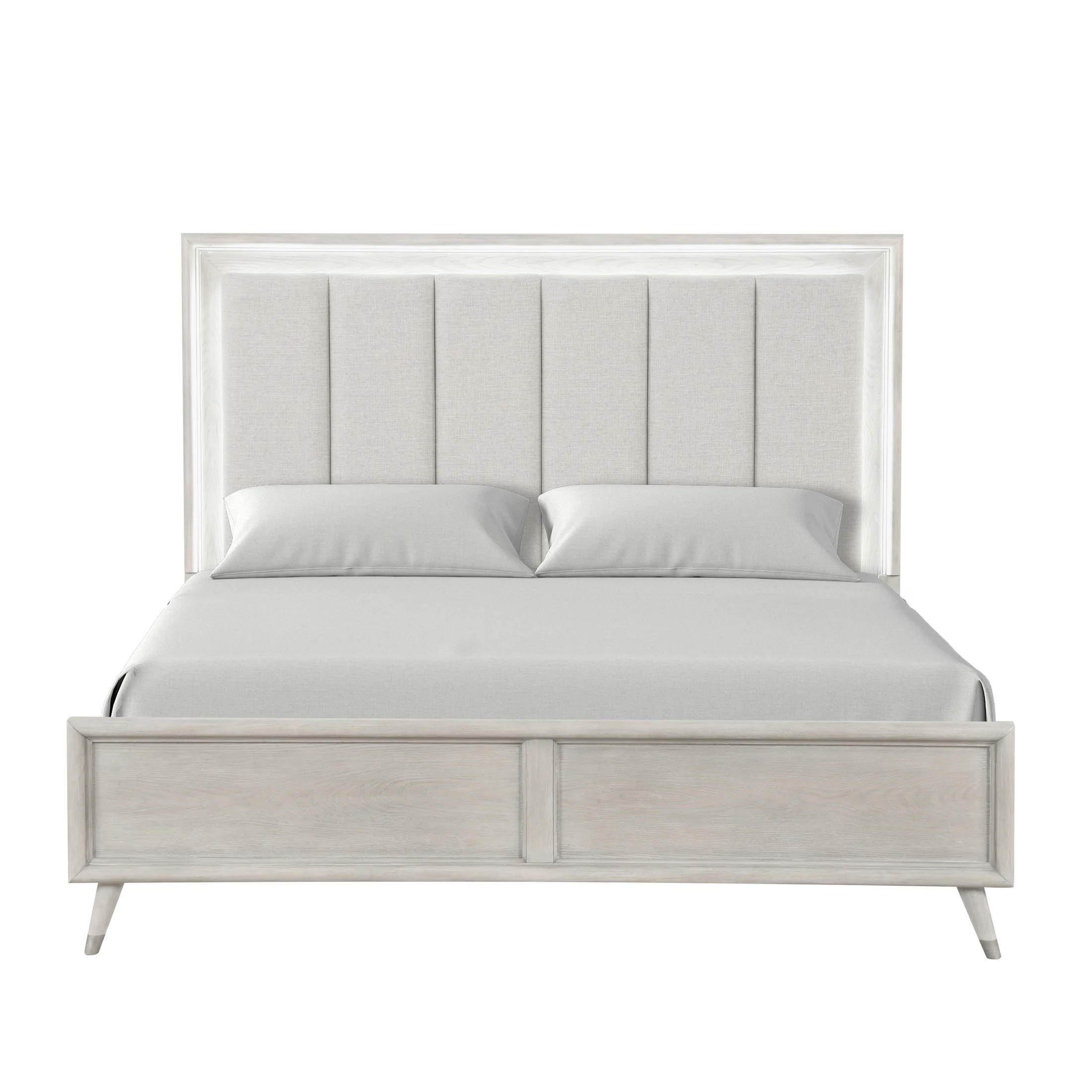 Lumina LED Upholstered King Size Panel Bed – Light Washed Oak | Wooden Karigar - Image 7