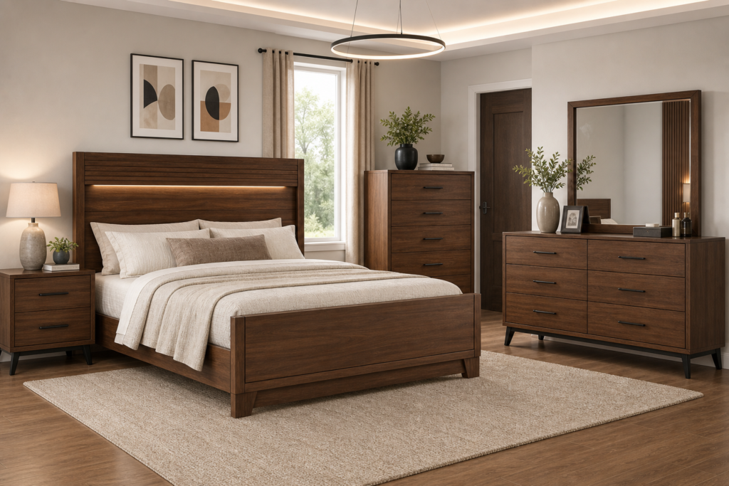 wooden bedroom set for modern Indian home