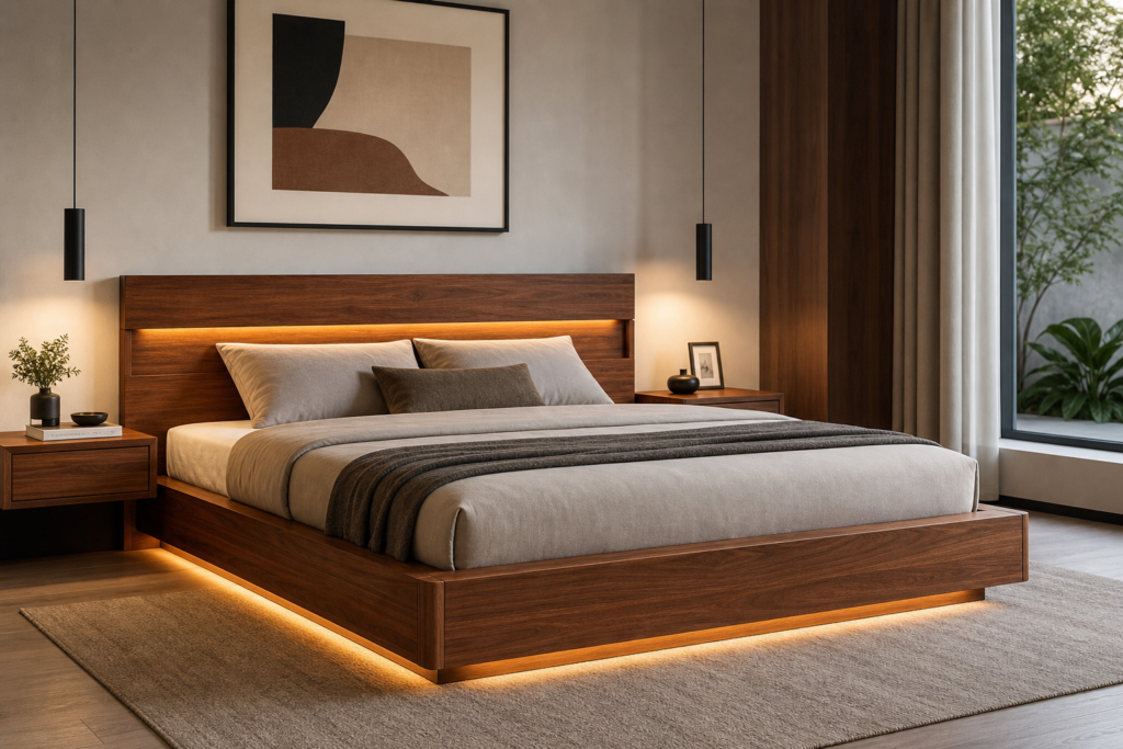 wooden bed online India modern bedroom