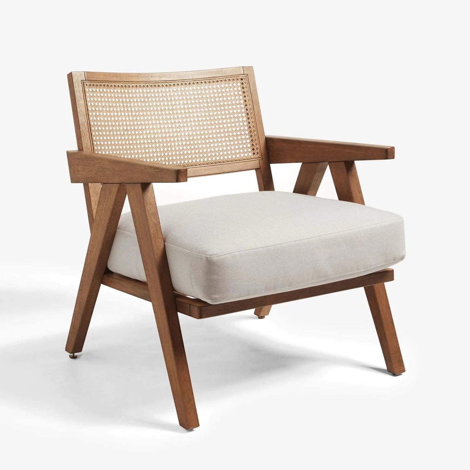 Safaro Solid Wood & Natural Rattan Lounge Chair | Wooden Karigar - Image 3