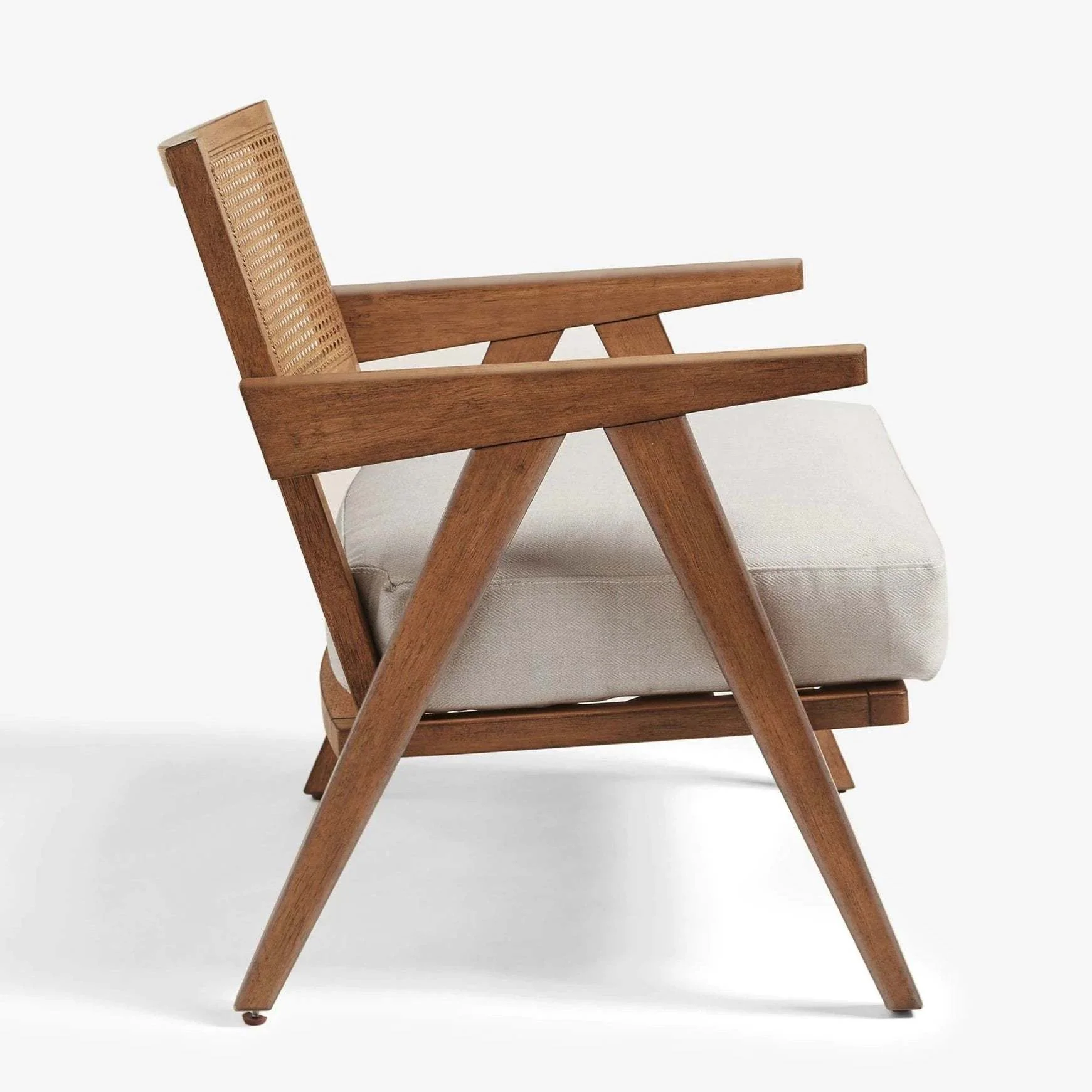 Safaro Solid Wood & Natural Rattan Lounge Chair | Wooden Karigar - Image 4