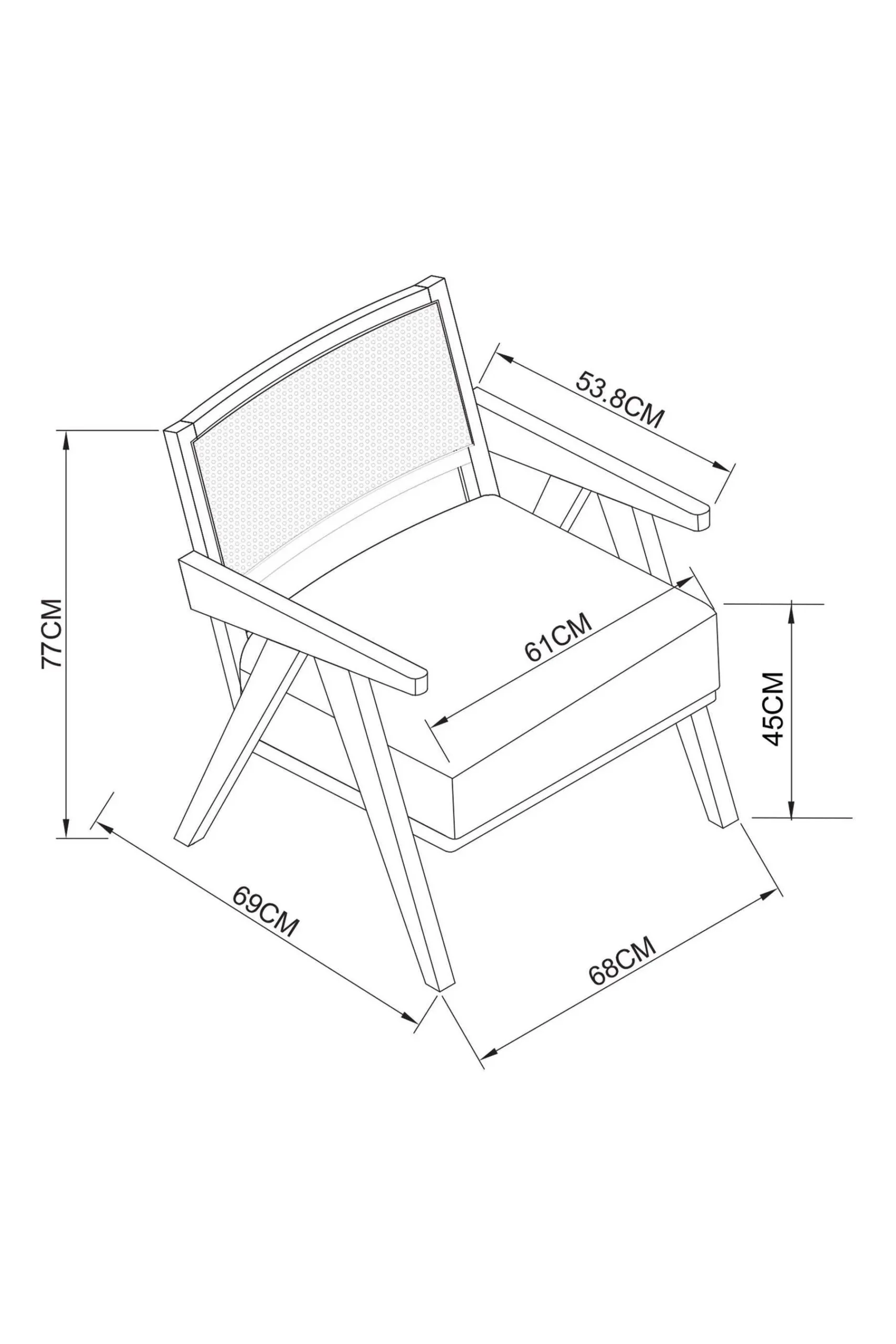 Safaro Solid Wood & Natural Rattan Lounge Chair | Wooden Karigar - Image 7