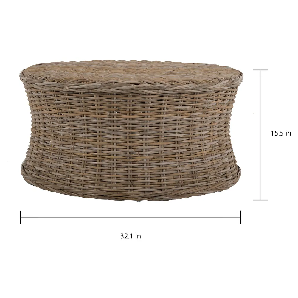 Catalina Woven Rattan Coffee Table – Natural Grey Wash | Wooden Karigar - Image 4