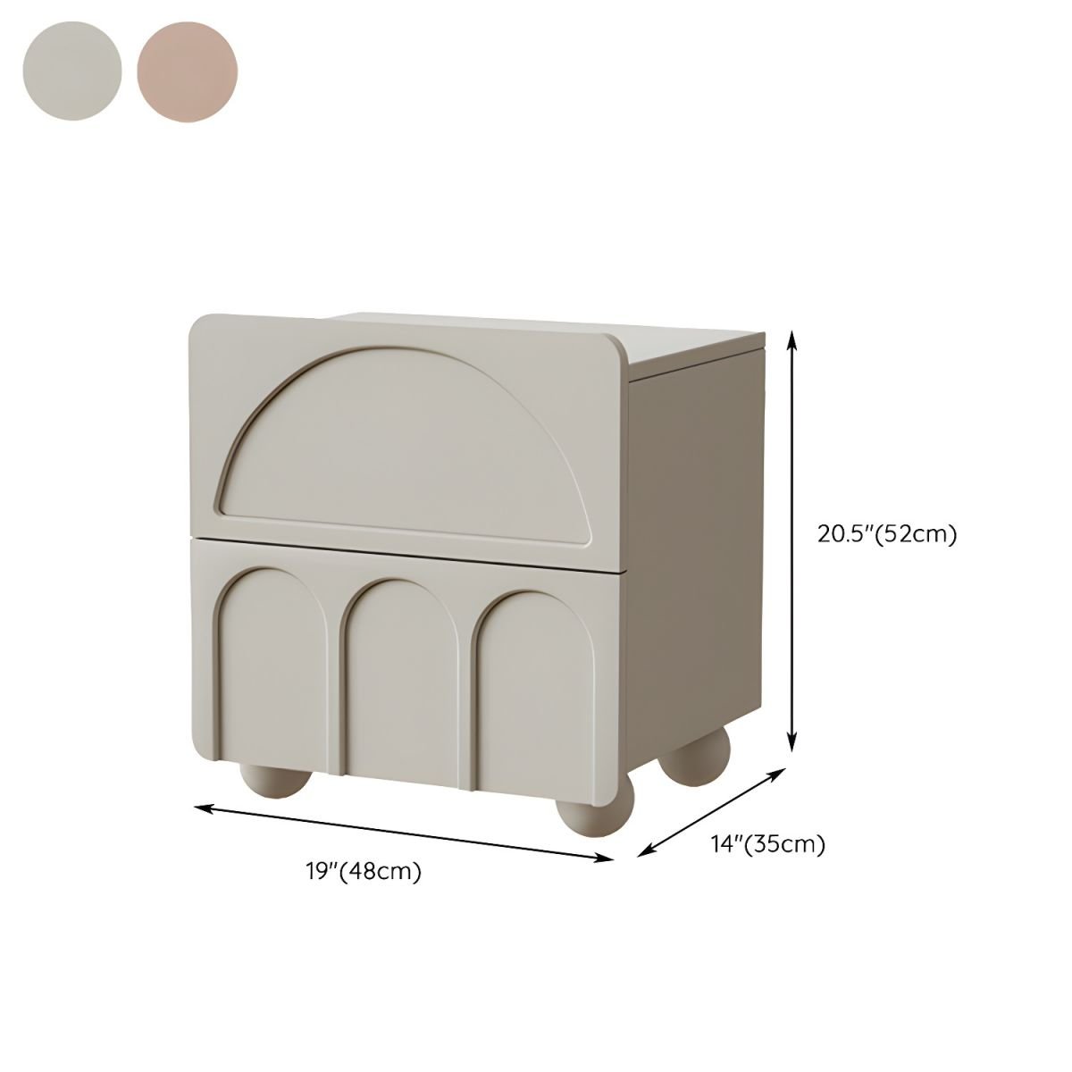 Arco Bedside Table – Frosted Almond Finish | Solid Wood Arched Bedside Table with Drawer - Image 4