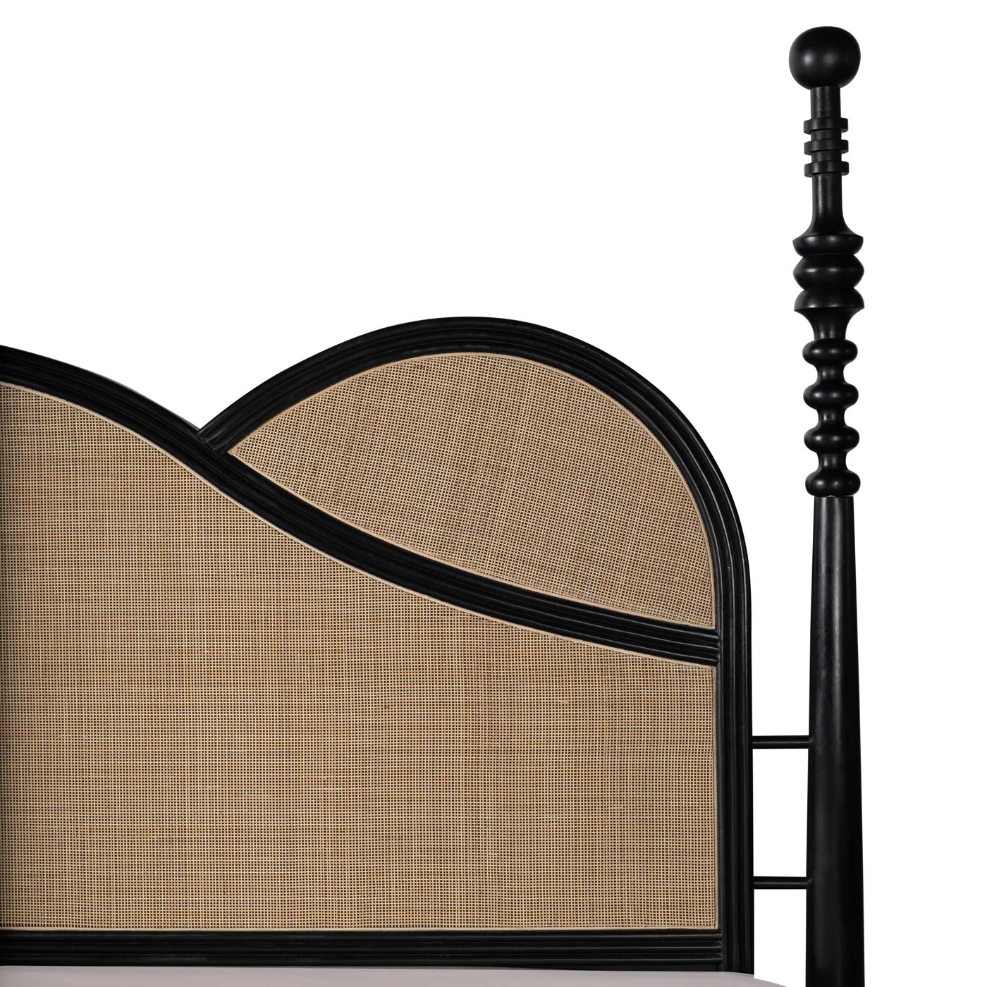 Zen Queen Size Upholstered Bed in Grey and Walnut by Wooden Karigar