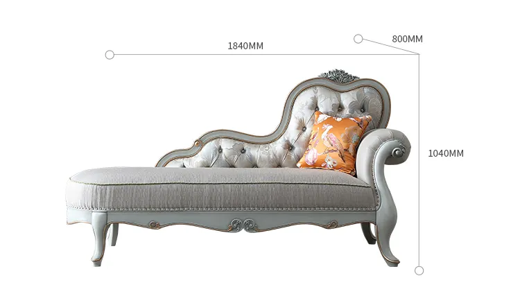 Victorian Grace Hand-Carved Wooden Chaise Lounge – Silver Grey & Antique White | Wooden Karigar - Image 5