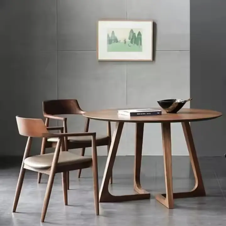 Akari Sculptural Round 4-Seater Dining Set – Natural Oak & Cream | Wooden Karigar - Image 3