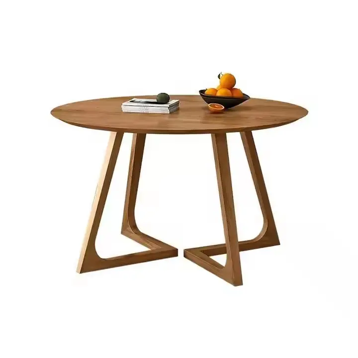 Akari Sculptural Round 4-Seater Dining Set – Natural Oak & Cream | Wooden Karigar - Image 4