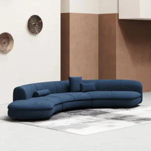 Avant Curva Designer Curved Sectional Sofa in Midnight Blue by Wooden Karigar