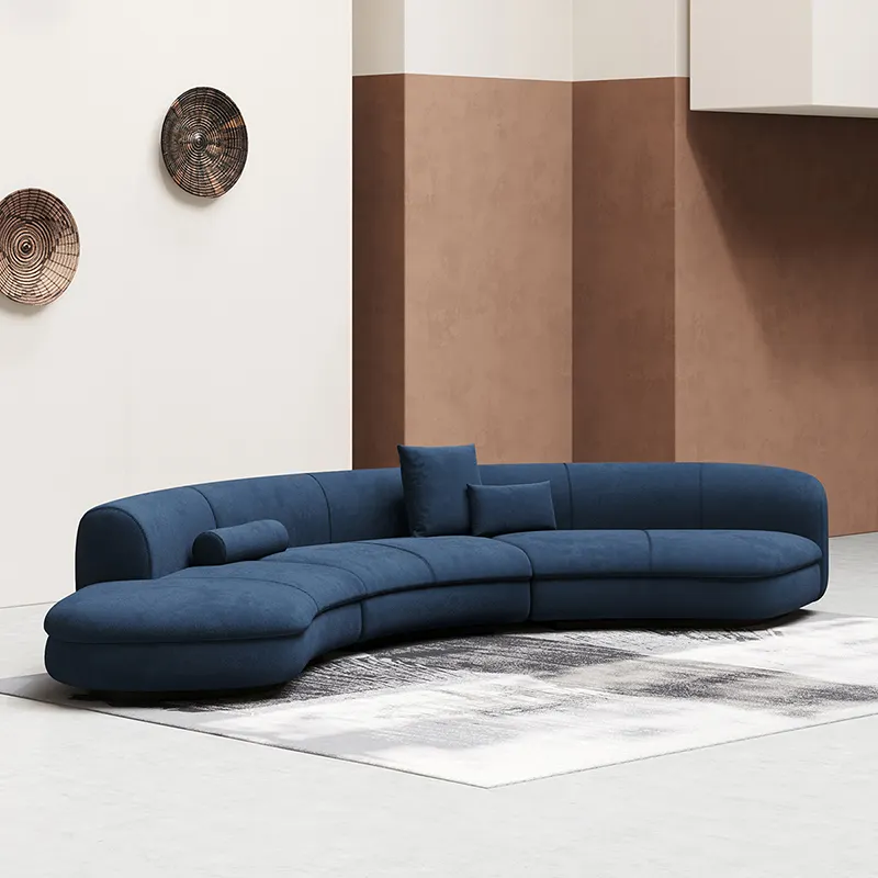 Avant Curva Designer Curved Sectional Sofa in Midnight Blue by Wooden Karigar
