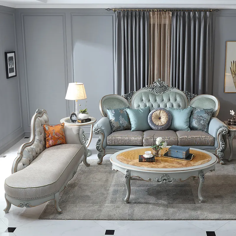 Victorian Grace Hand-Carved Wooden Chaise Lounge – Silver Grey & Antique White | Wooden Karigar - Image 6
