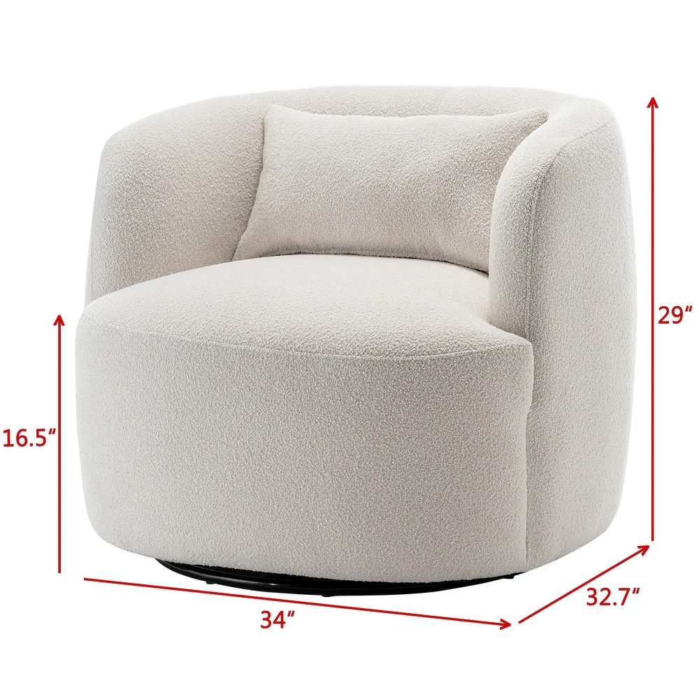 Kinwell Bouclé Barrel Armchair – Cream | Wooden Karigar - Image 6