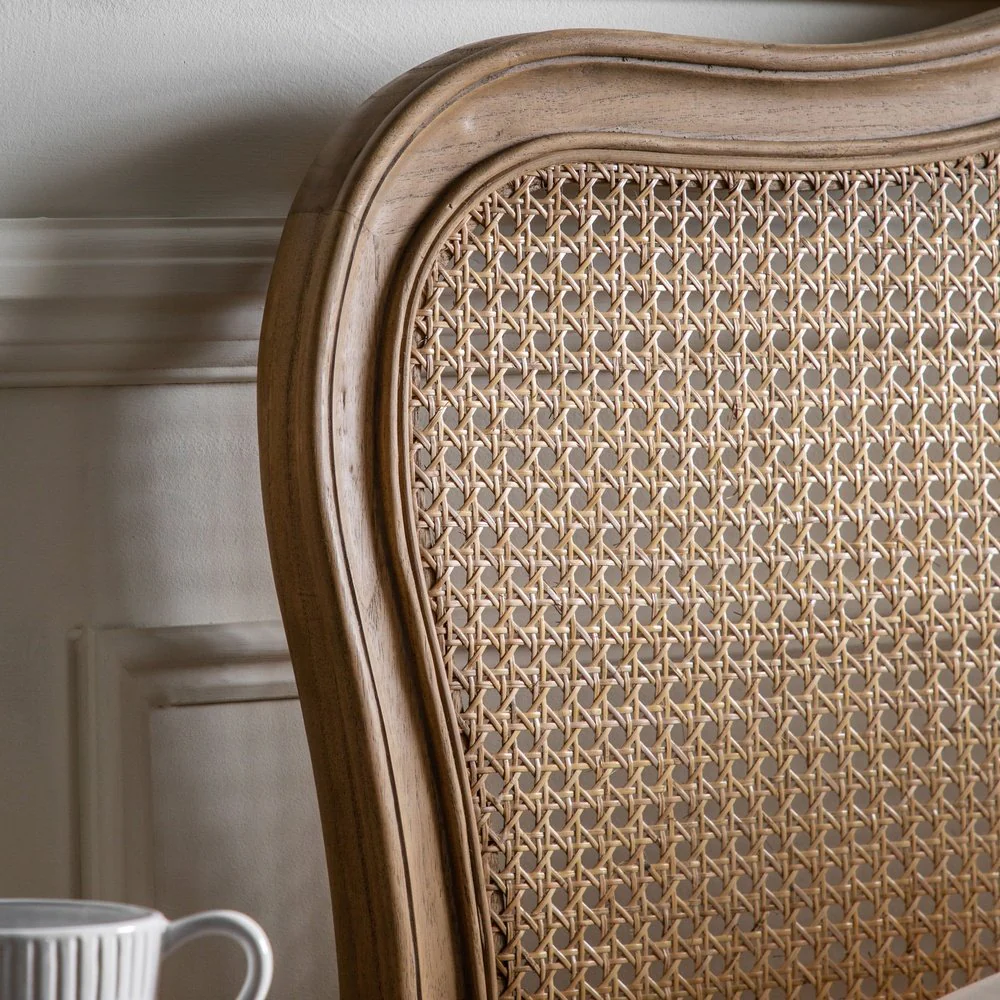 Victoria Solid Wood & Natural Rattan Bed – Natural Finish | Wooden Karigar - Image 5