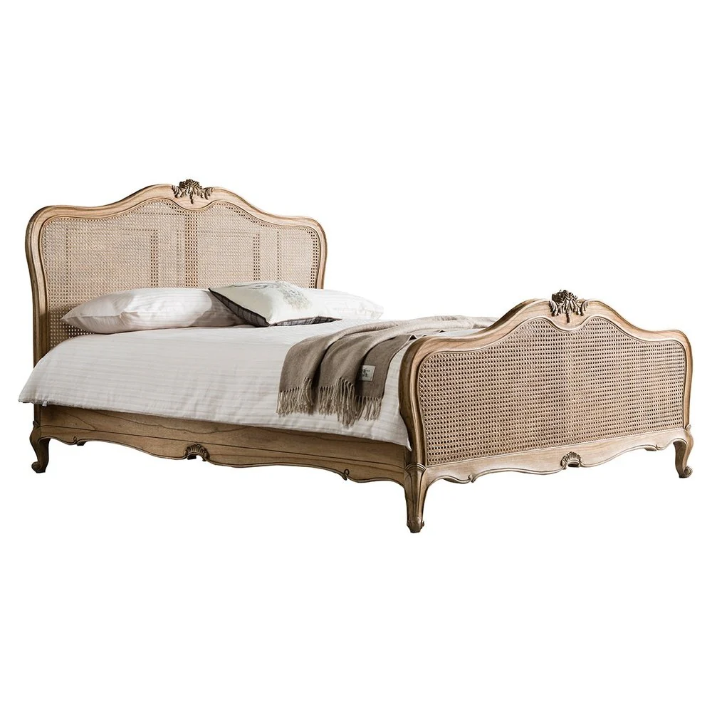 Victoria Solid Wood & Natural Rattan Bed – Natural Finish | Wooden Karigar - Image 6