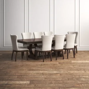 Soren Swivel Dining Chair in Walnut and Cream Faux Leather by Wooden Karigar