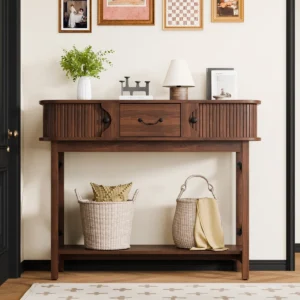 Alistair Fluted Console Table | Rich Walnut Finish