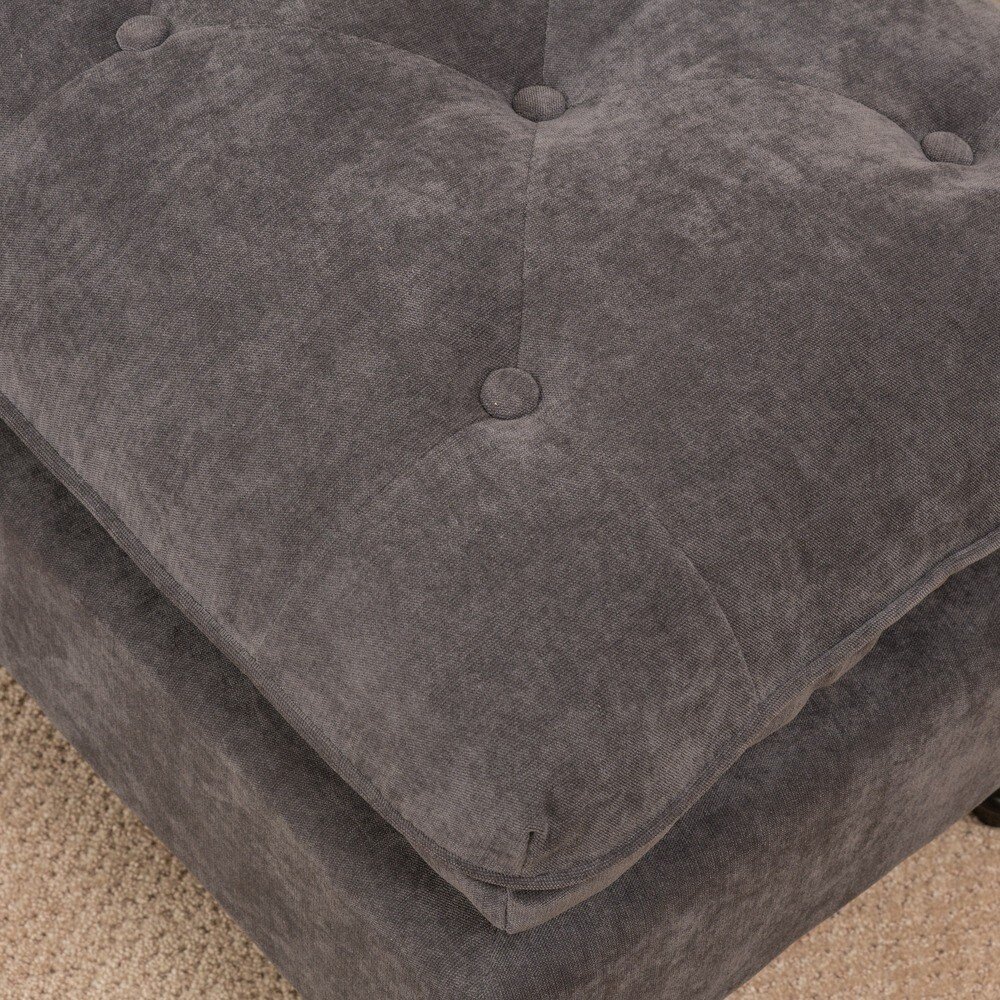 Everett Tufted Cushion Ottoman – Charcoal Chenille | Wooden Karigar - Image 3