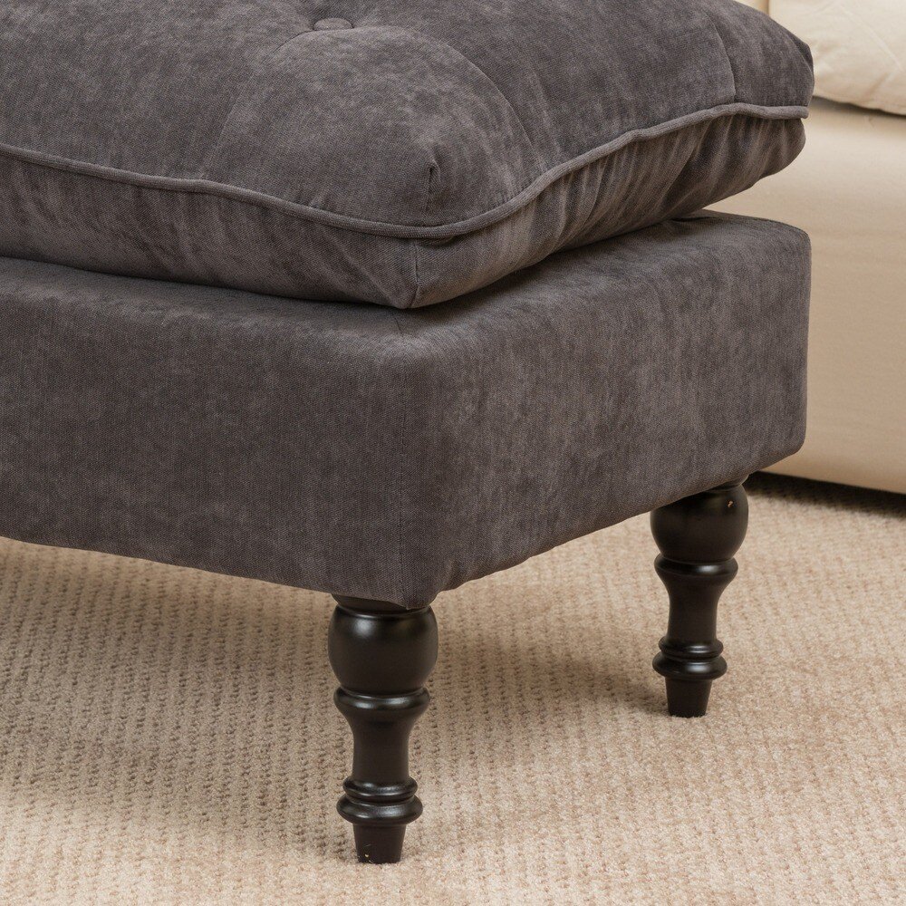 Everett Tufted Cushion Ottoman – Charcoal Chenille | Wooden Karigar - Image 4