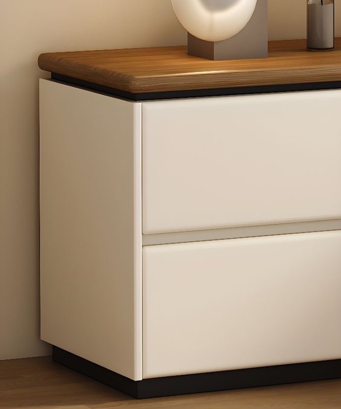 Silva Two-Drawer Nightstand – Walnut Top & Ivory Matte Body | Wooden Karigar - Image 5