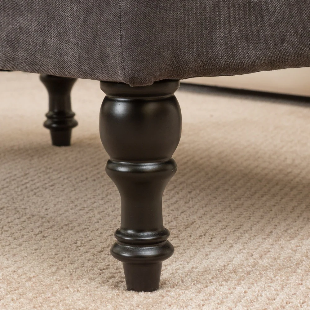 Everett Tufted Cushion Ottoman – Charcoal Chenille | Wooden Karigar - Image 5