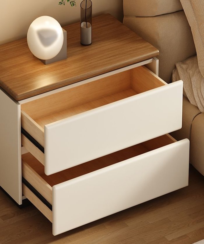 Silva Two-Drawer Nightstand – Walnut Top & Ivory Matte Body | Wooden Karigar - Image 6