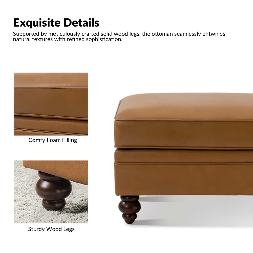 Livingston Traditional Ottoman – Cognac Brown & Espresso | Wooden Karigar - Image 5