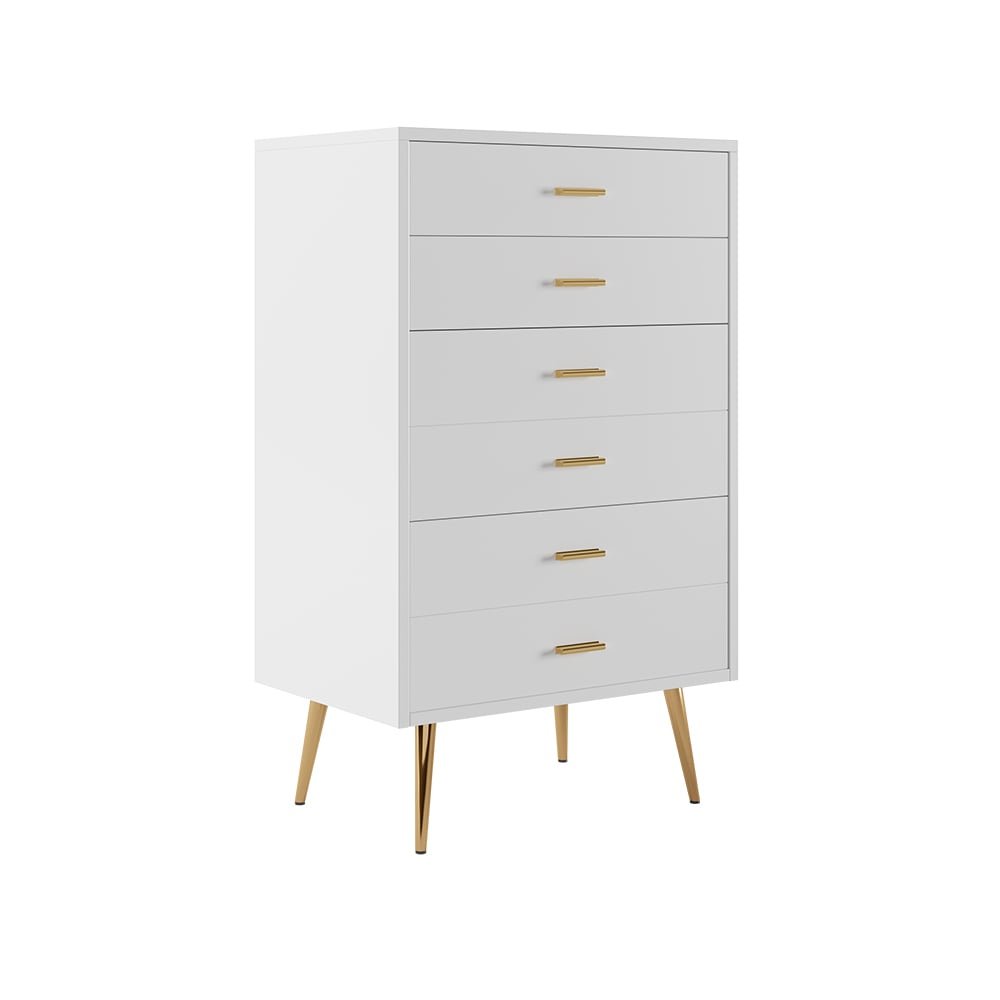 Aria 5-Drawer Tall Dresser – White & Gold | Wooden Karigar - Image 9