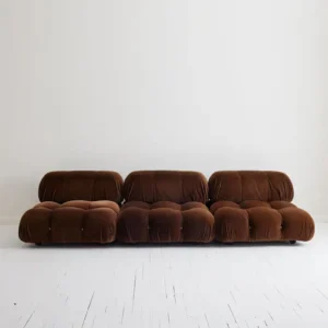 Berlin Designer 4-Seater Brown Velvet Modular Sofa by Wooden Karigar
